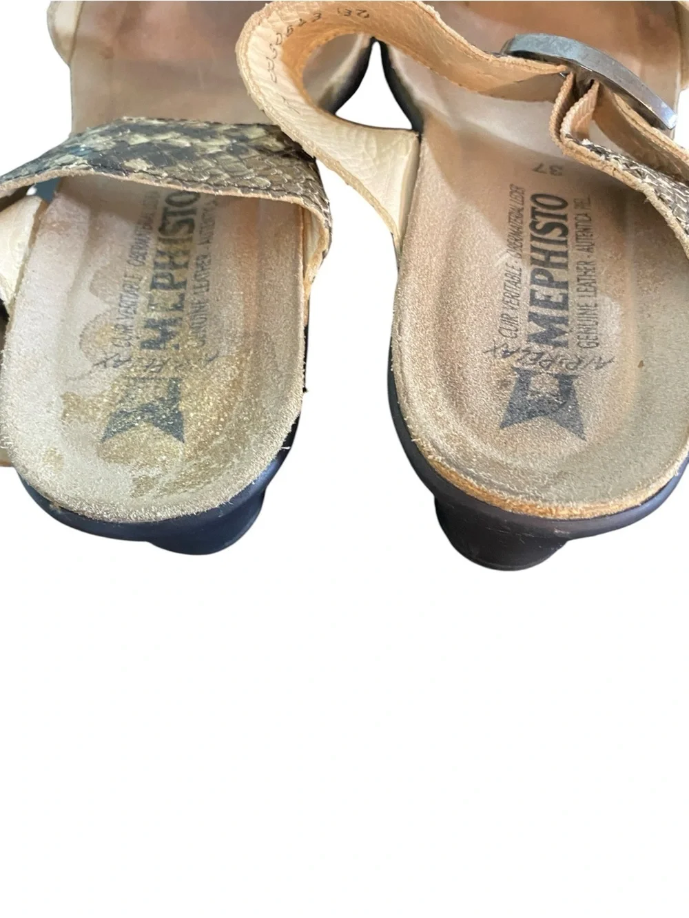 Women's Mephisto Air Relax  Snakeskin Print Wedge Slide Sandals Size 37